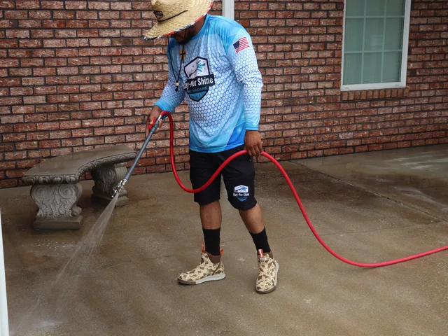 Pre-treating the concrete — Ray-Nor-Shine Pro Wash job photo
