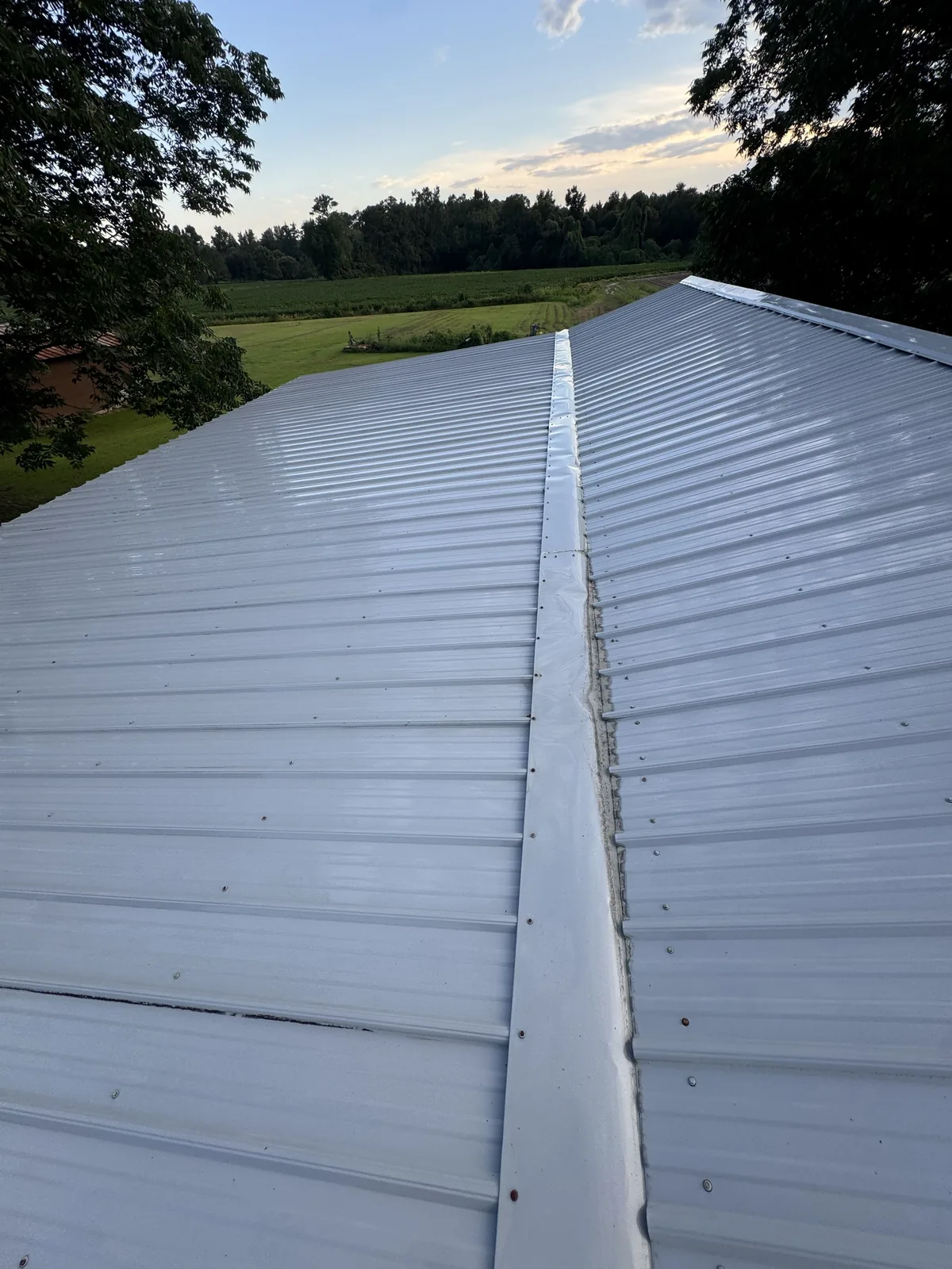 Metal barn roof washed clean near Maysville North Carolina