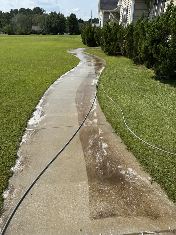Curved walkway — mid-wash — Ray-Nor-Shine Pro Wash job photo